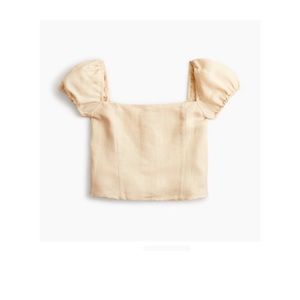 J. Crew square neck cropped linen/cupro top size M cream
